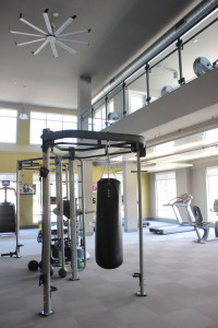 The two-story fitness studio