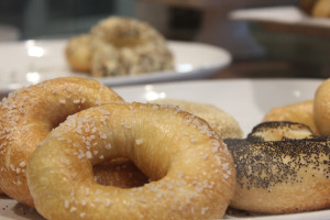 Pour serves salt, poppy seed, sesame seed, plain and everything bagels from The Cleveland Bagel Co. 