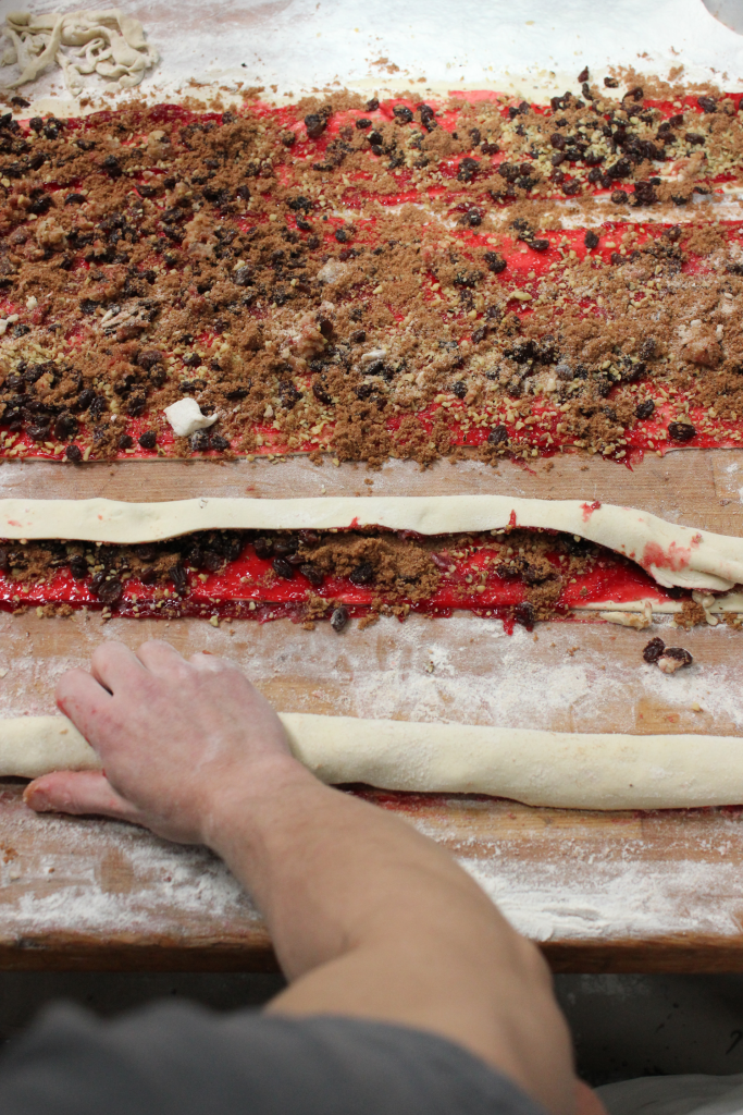 Stuart Davis rolls dough and fillings into the familiar shape of rugelach. 